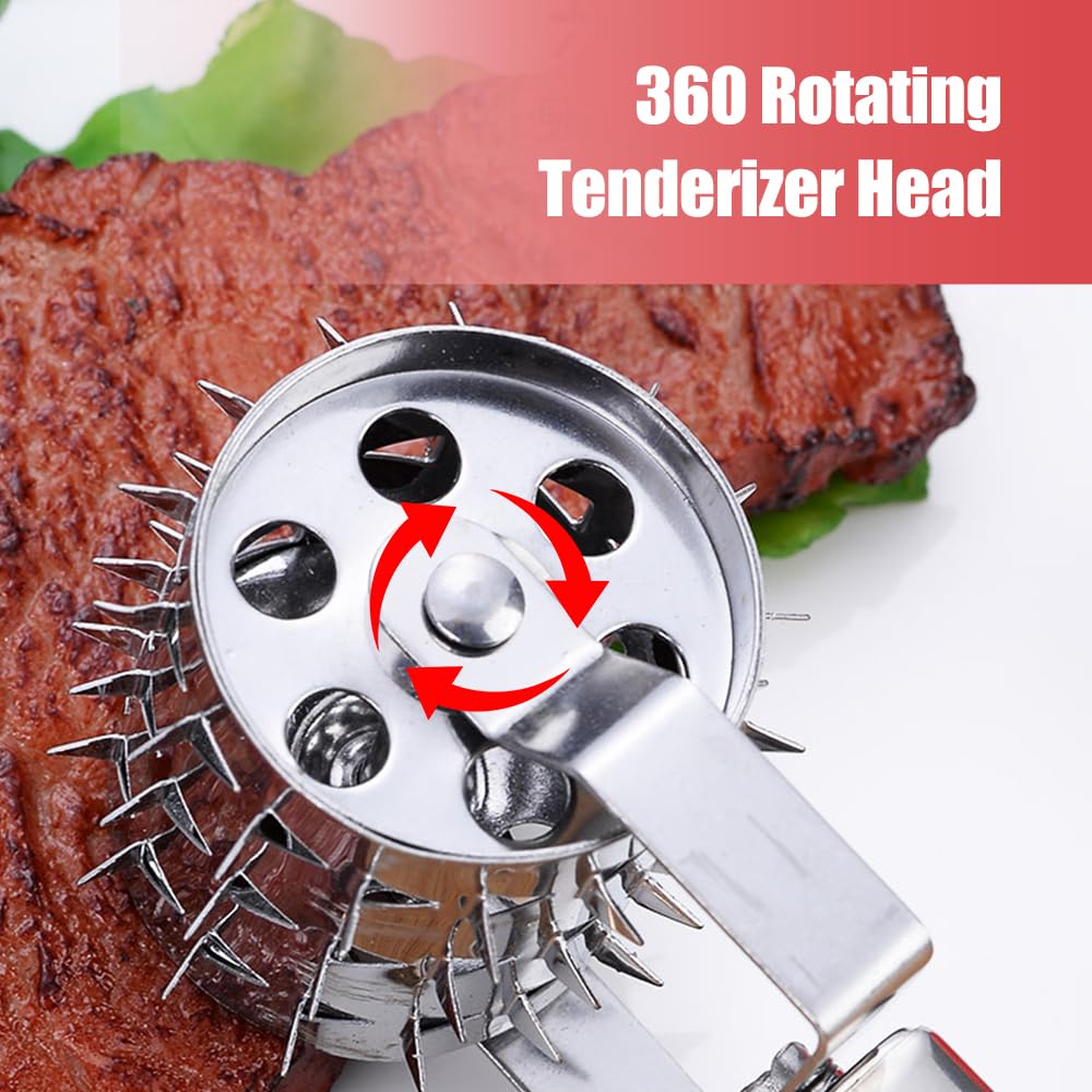 Meat Tenderizer, 2024 New Stainless Steel Meat Tenderizer Roller Rolling Hammer-Pizza Roll Meat Needle Pin Hole Punch for Steak Chicken Pork Beef