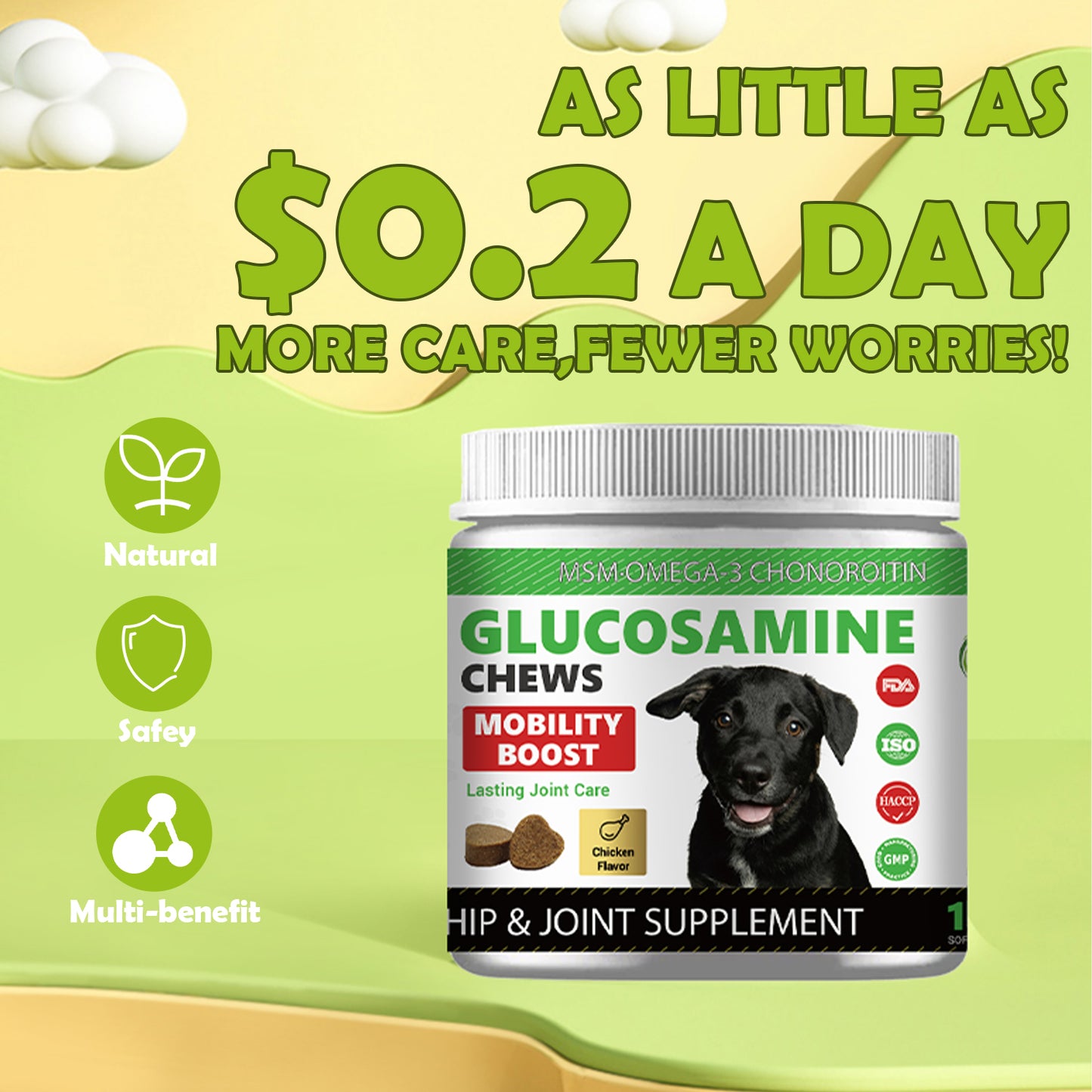 JointPro Premium Dog Joint Supplement Soft Chews - 120 Chews (300g) Hip&joint Bite | Packed with Omega-3, plus Glucosamine, MSM, Chondroitin & Vitamins.Only $0.20 per day to give your fur baby comprehensive joint care they can count on.