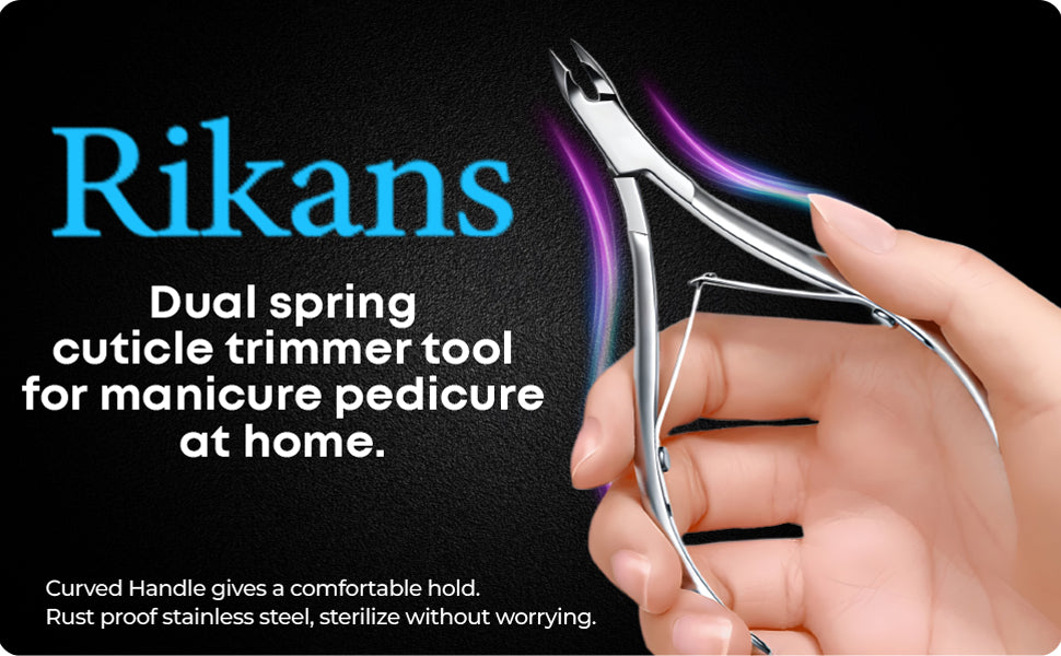Rikans Professional Cuticle Clippers for Nails – Razor Sharp Cuticle Trimmer Tool – Durable Stainless Steel Cuticle Clippers for Adults – Ergonomic Non-Slip Handle for Fingernails & Toenails (Silver)