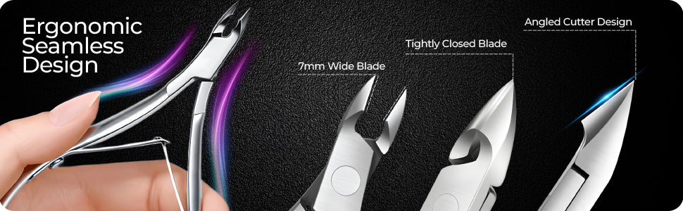 Rikans Professional Cuticle Clippers for Nails – Razor Sharp Cuticle Trimmer Tool – Durable Stainless Steel Cuticle Clippers for Adults – Ergonomic Non-Slip Handle for Fingernails & Toenails (Silver)